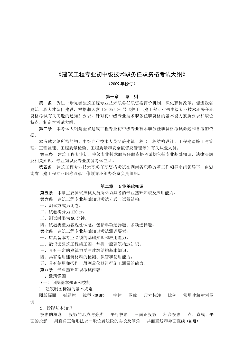 建筑工程专业初中级职务任职资格考试细则_第1页