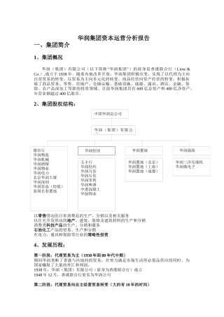 华润集团资本运营分析报告