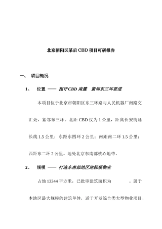 北京朝阳区某后CBD项目可研报告