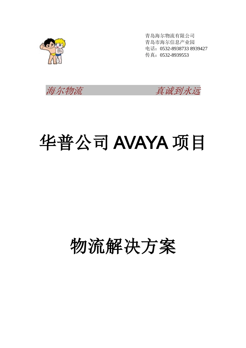 华普—海尔Avaya项目物流解决方案书_第1页
