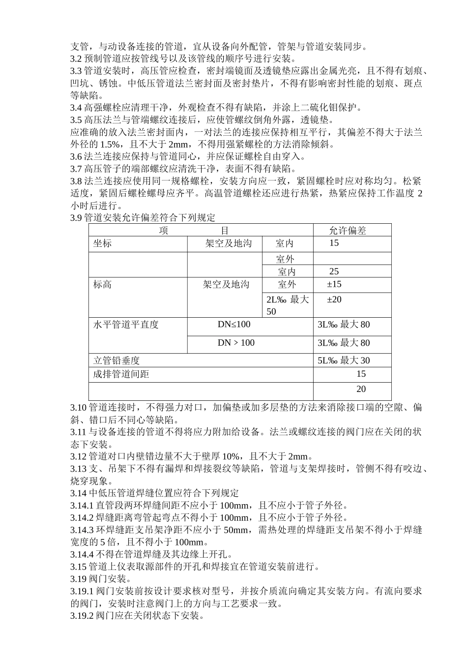 山东鲁西化工醇烷化氨合成工程管道安装施工方案_第3页