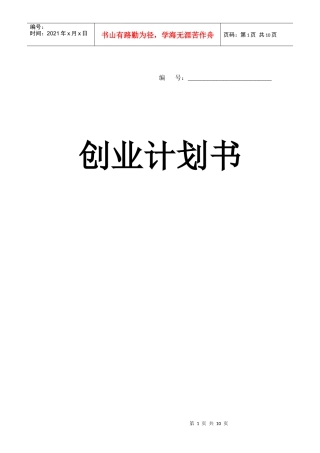 北京大兴青年创业计划书模版