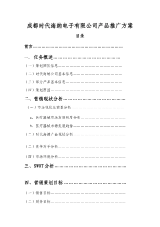 成都某电子公司产品推广方案
