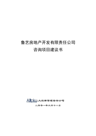 北大纵横鲁艺房地产开发有限责任公司咨询项目建议书