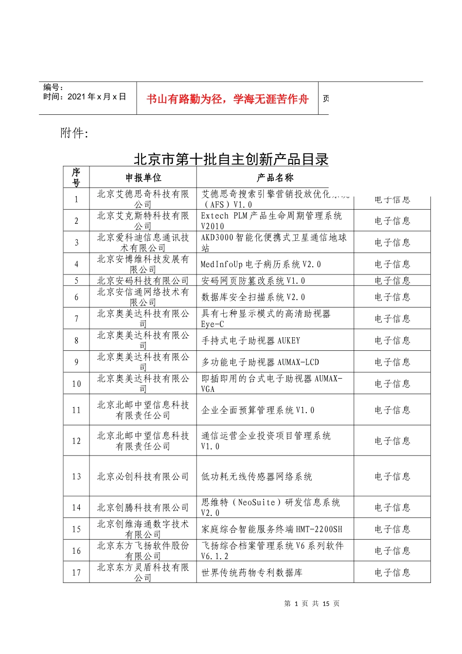 北京市第十批自主创新产品介绍_第1页