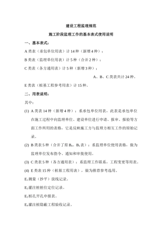 建设工程监理规范用表