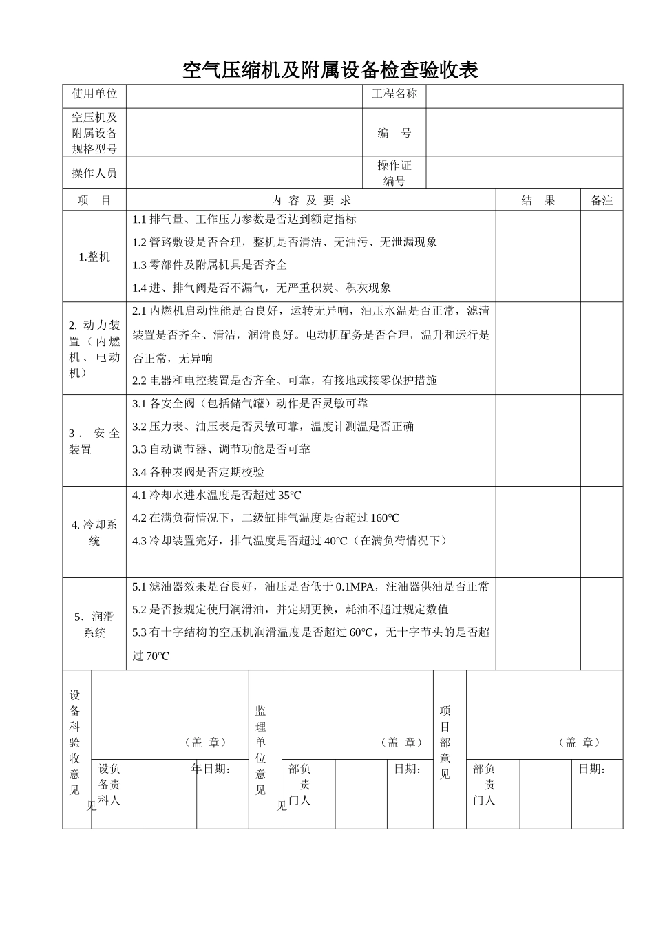 工程施工各类机械检查表格(全套)_第2页