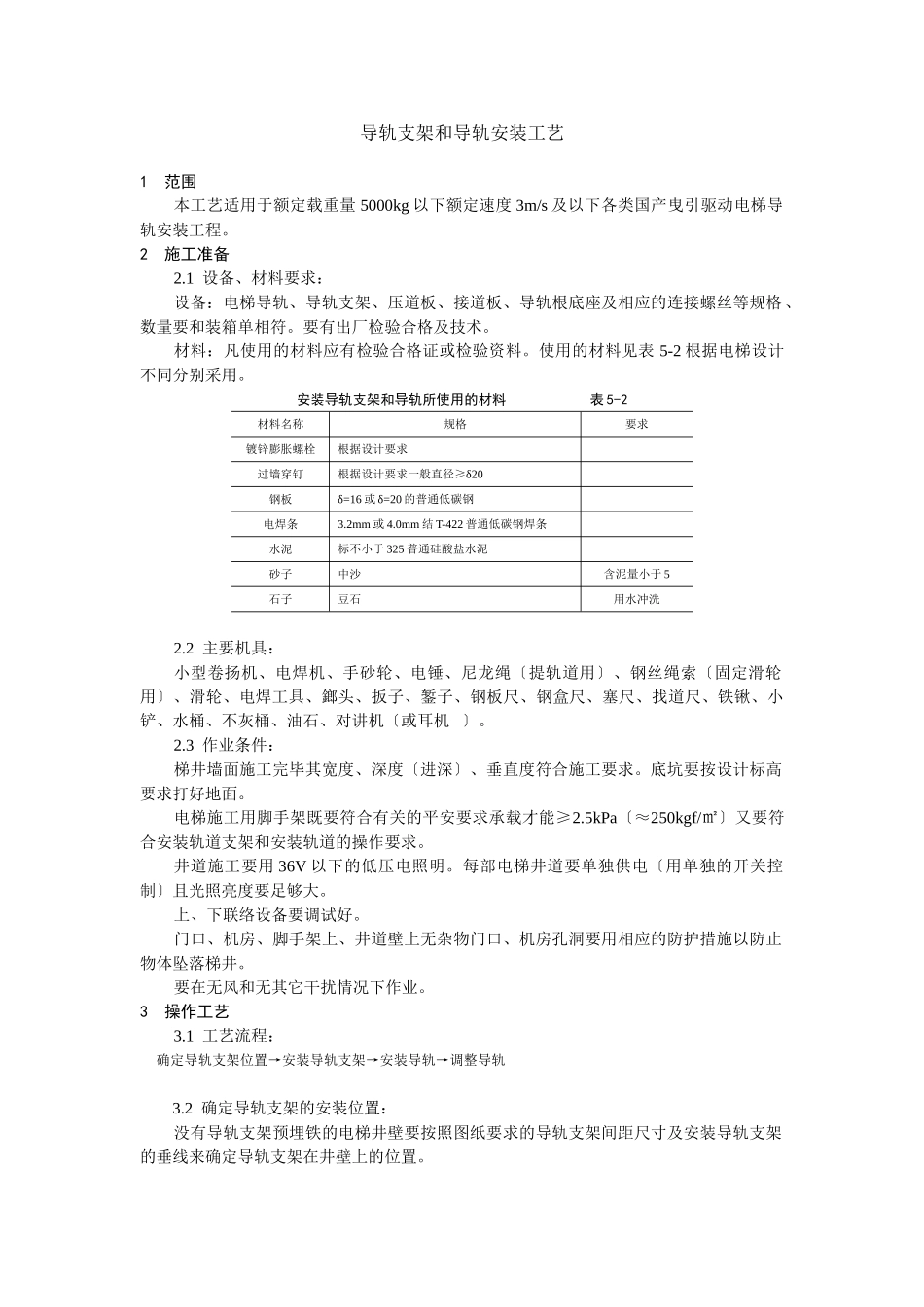 导轨支架和导轨安装工艺标准_第1页
