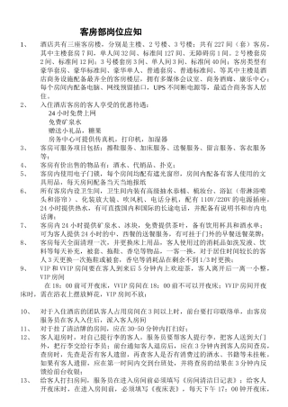 客房部岗位应知应会培训教材