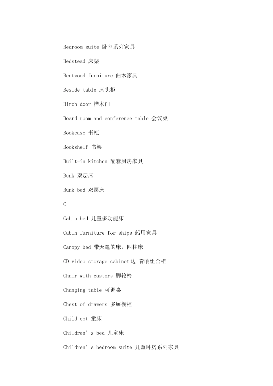 家具的中英对照词汇_第2页