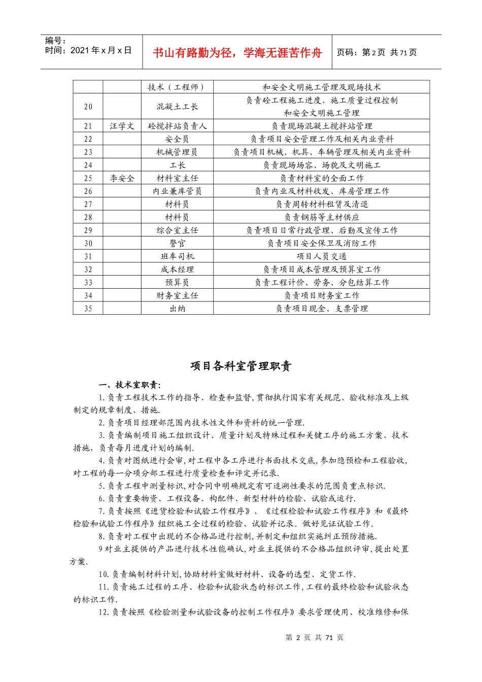 北京中铁建设[管理制度]北京中铁建设工程项目部责任、评定标准、施工、采购等各类管理_第2页