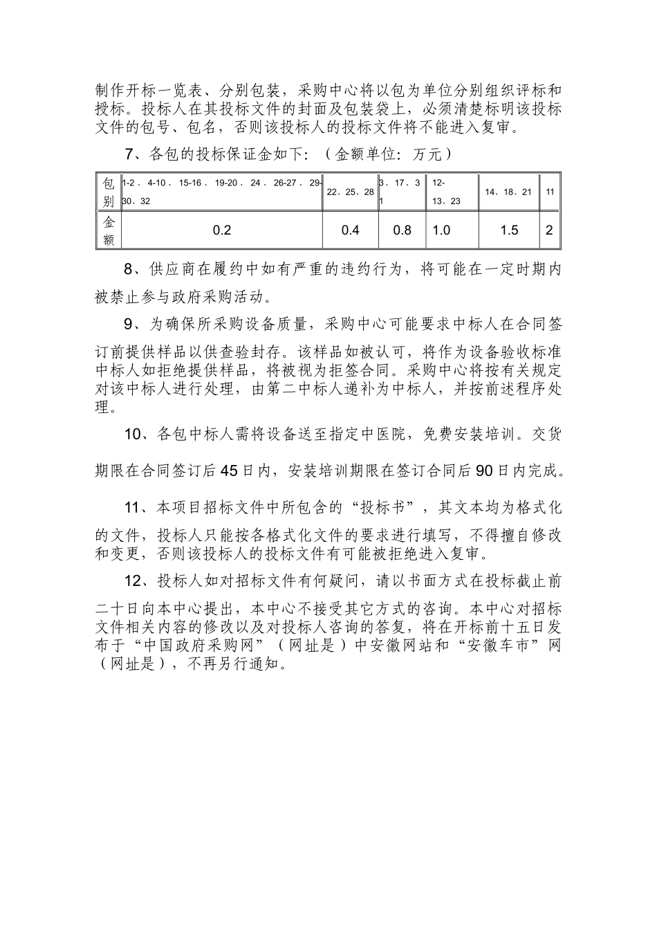医疗项目投标货物需求一览表_第3页
