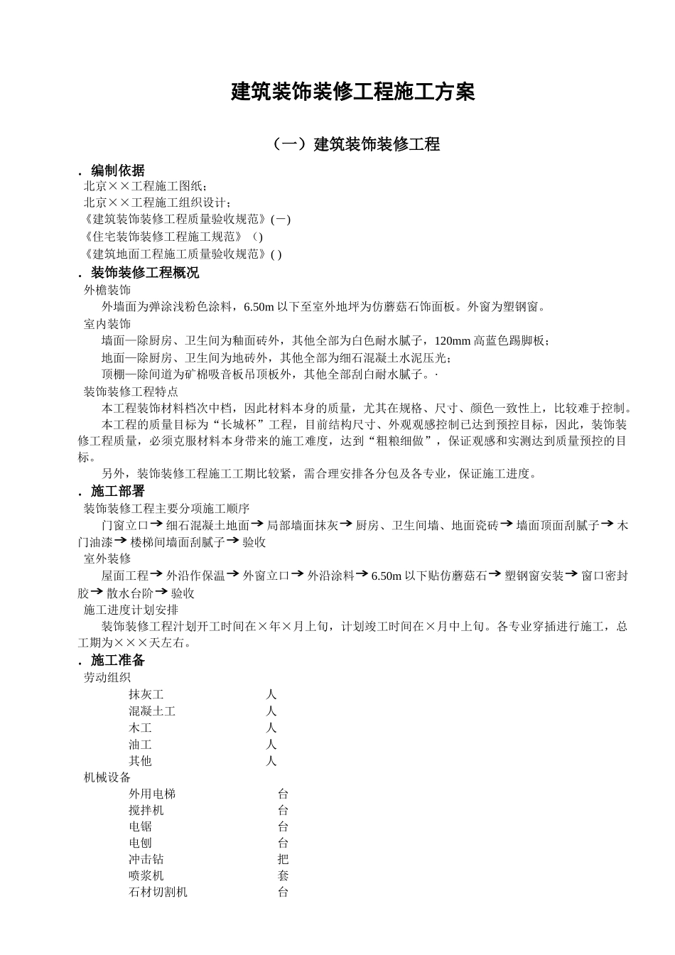 建筑装饰装修工程施工组织设计方案_第1页