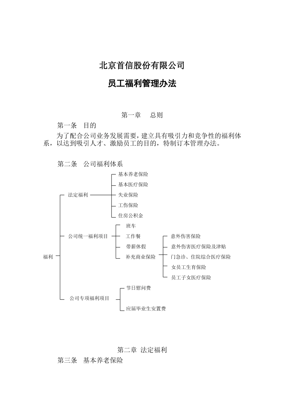 北京某某公司员工福利管理制度_第1页