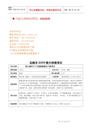 北海市推介招商项目分析