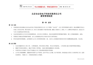 北京某某电子科技公司薪资管理制度