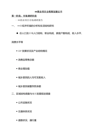 商业地产项目全程策划的工作要点和内容