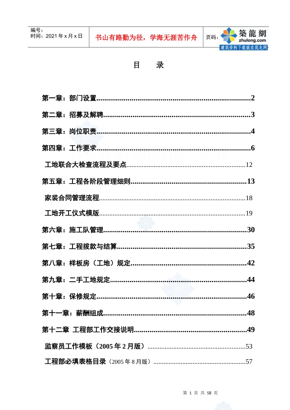 北京某装饰公司工程部管理制度汇编_secret_第1页