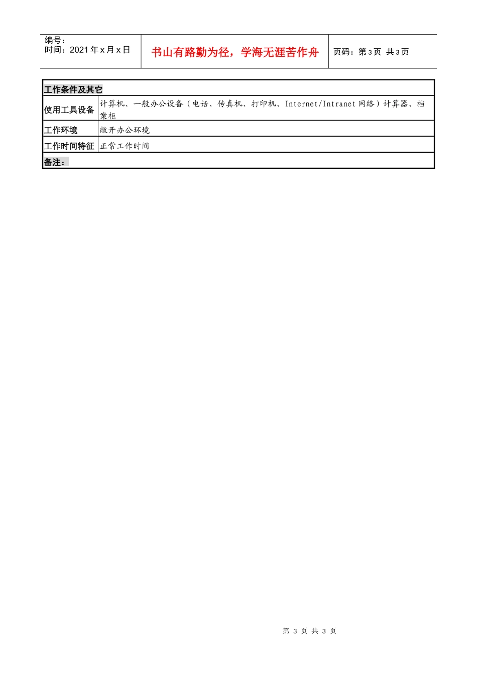 化妆品公司生产管理科主管岗位说明_第3页