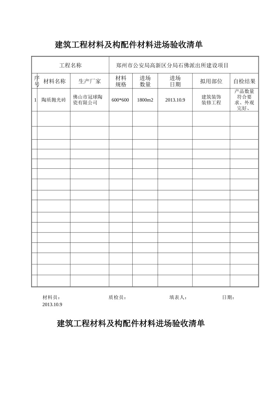 土建材料进场清单_第1页