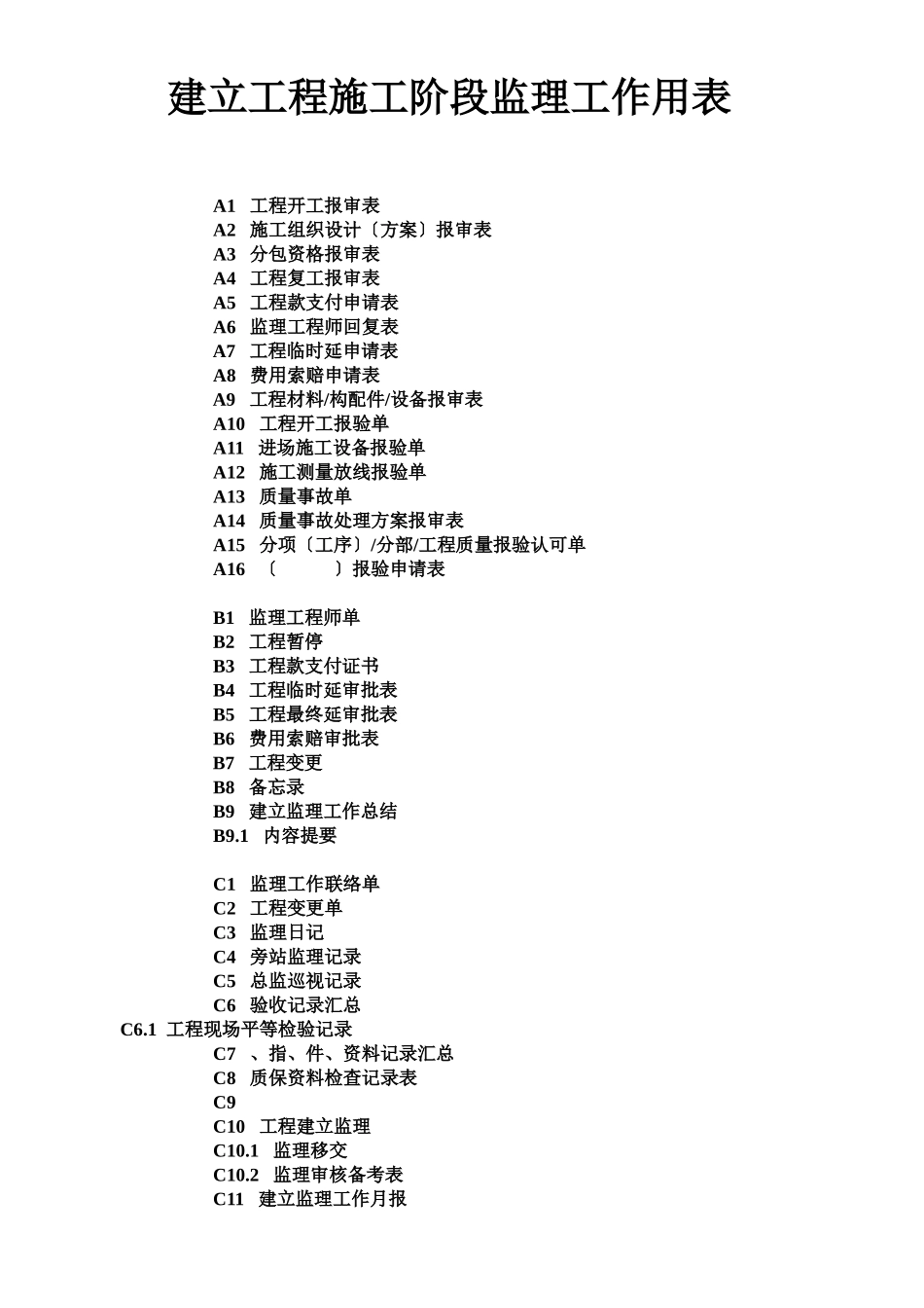 建设工程施工阶段监理工作用表_第1页