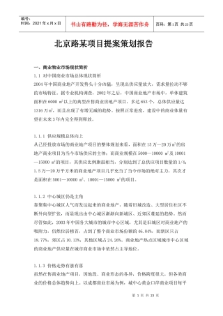 北京路某项目提案策划报告