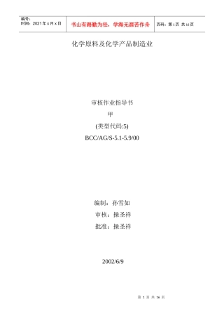 化学原料及化学产品制造业审核作业指导书