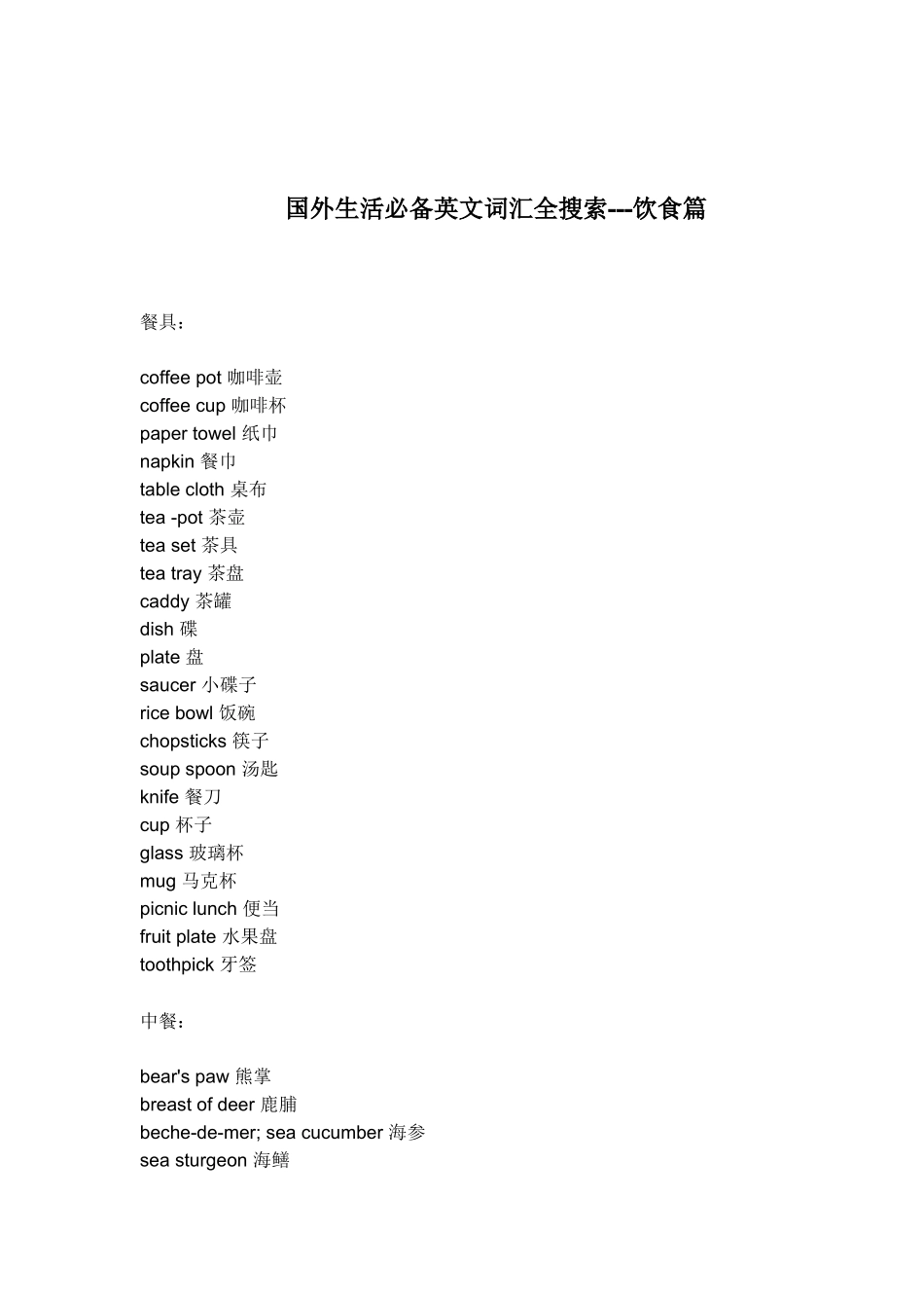 国外生活必备英文词汇全搜索饮食篇(11)_第1页