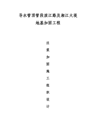 导水管顶管段滨江路及湘江大堤地基加固工程