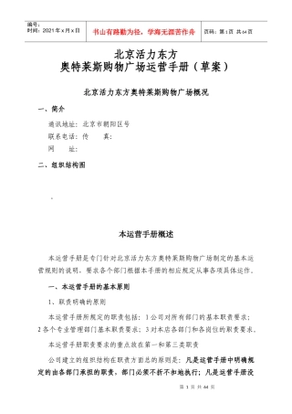 北京活力奥莱运营手册)