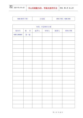 化学工业应急响应行动方案