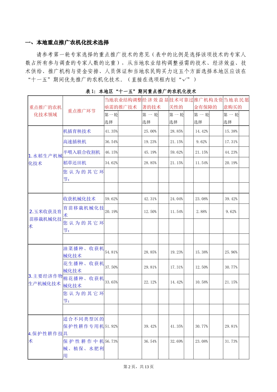 十一五农业机械化重点推广技术的调查问卷_第2页