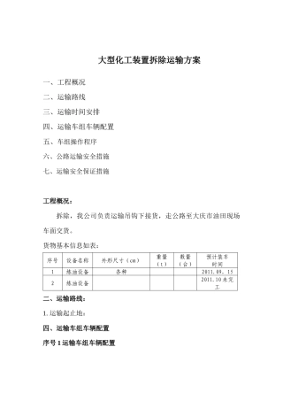 大型化工装置拆除运输方案