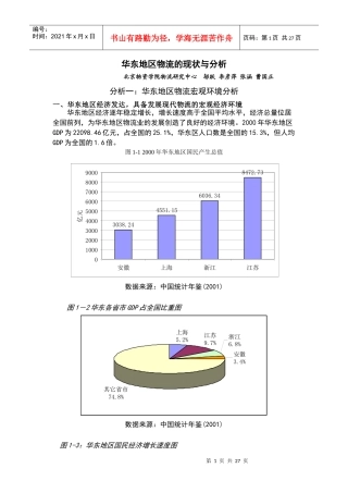 华东地区物流的现状分析报告