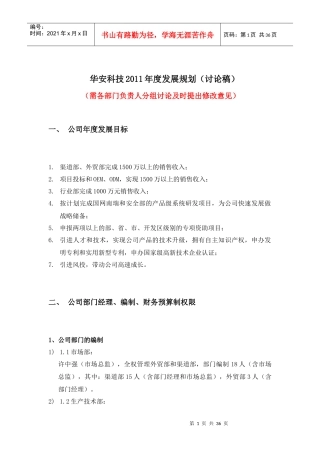 华安科技公司年度发展规划
