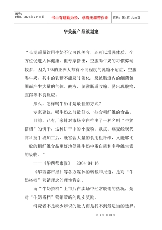 华美新产品策划案