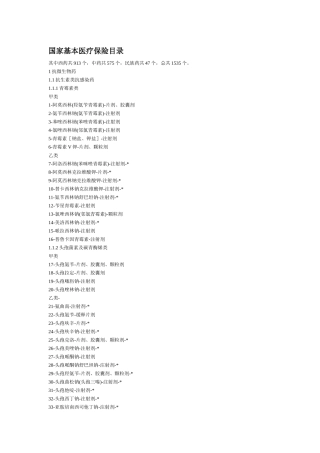国家基本医疗保险目录(西药)(1)