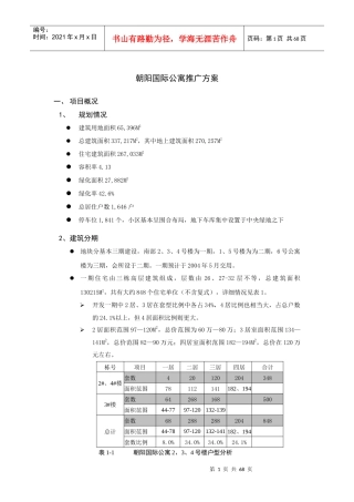 北京朝阳国际公寓推广方案（案例）