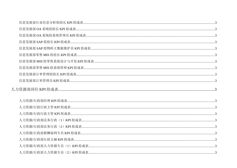 北京李宁体育用品公司岗位KPI组成表手册_第3页