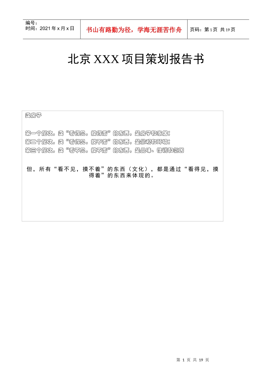 北京XXX项目策划报告书_第1页