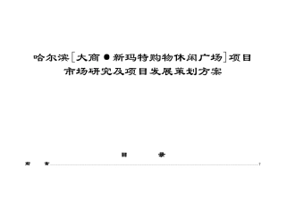 大商集团-哈尔滨新玛特商业地产项目市场研究及项目发展策划方案175页