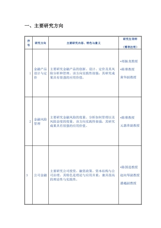 厦门大学金融系金融工程专业(教科类)硕士研究生培养方案