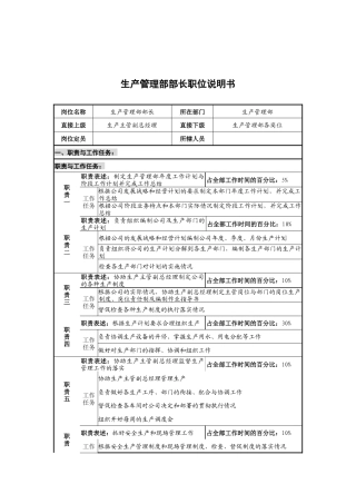 华北光学仪器公司生产管理部部长职位说明书