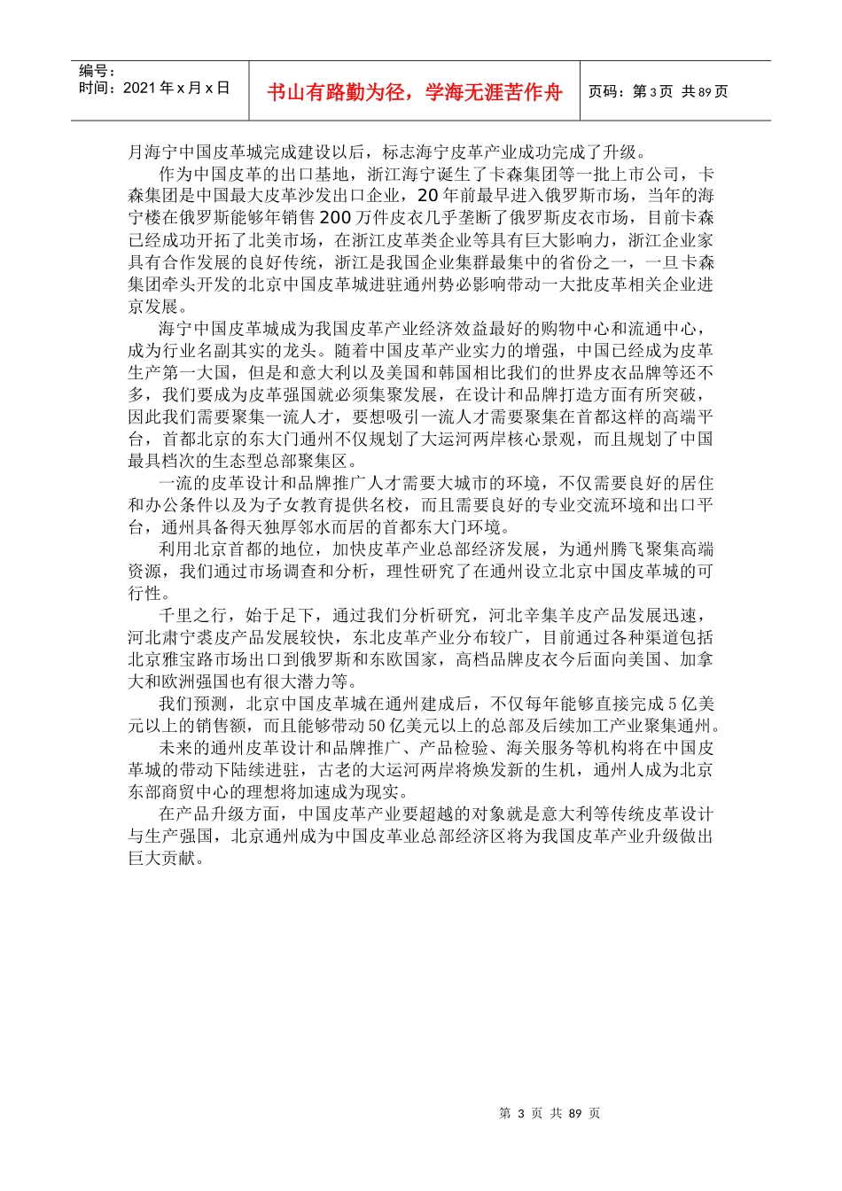 北京朝阳北路专业市场项目中国皮革城策划方案-83页_第3页