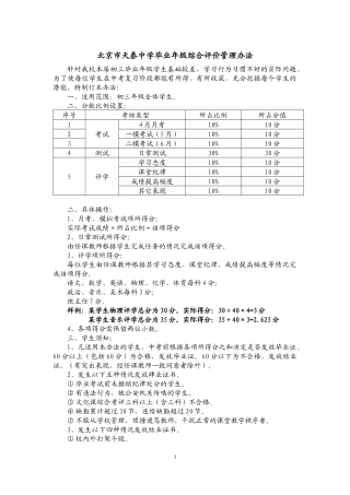 北京市天泰中学毕业年级综合评价管理办法