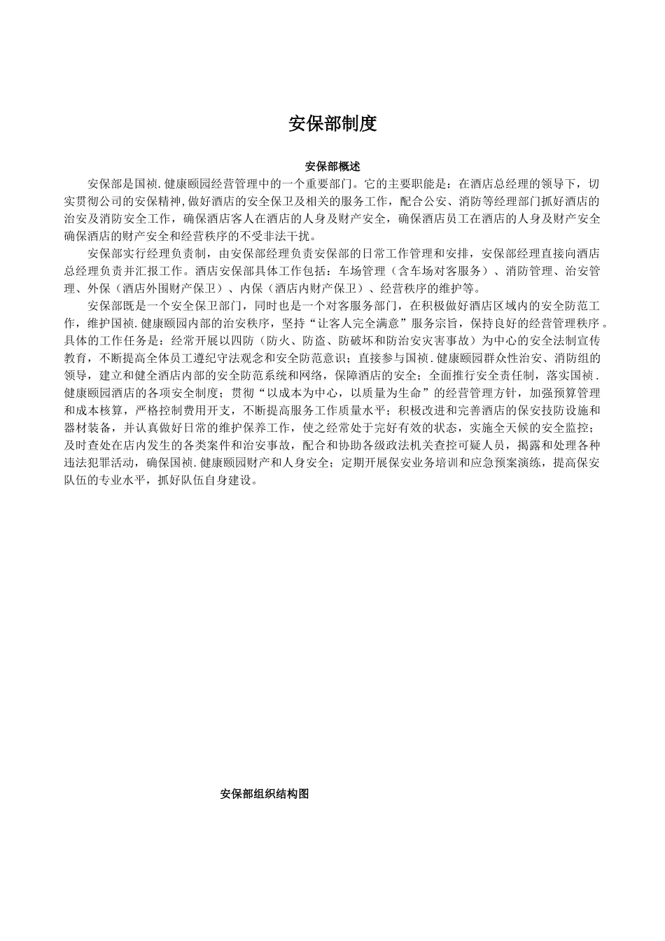 国祯健康颐园酒店项目保安部SOP_第1页