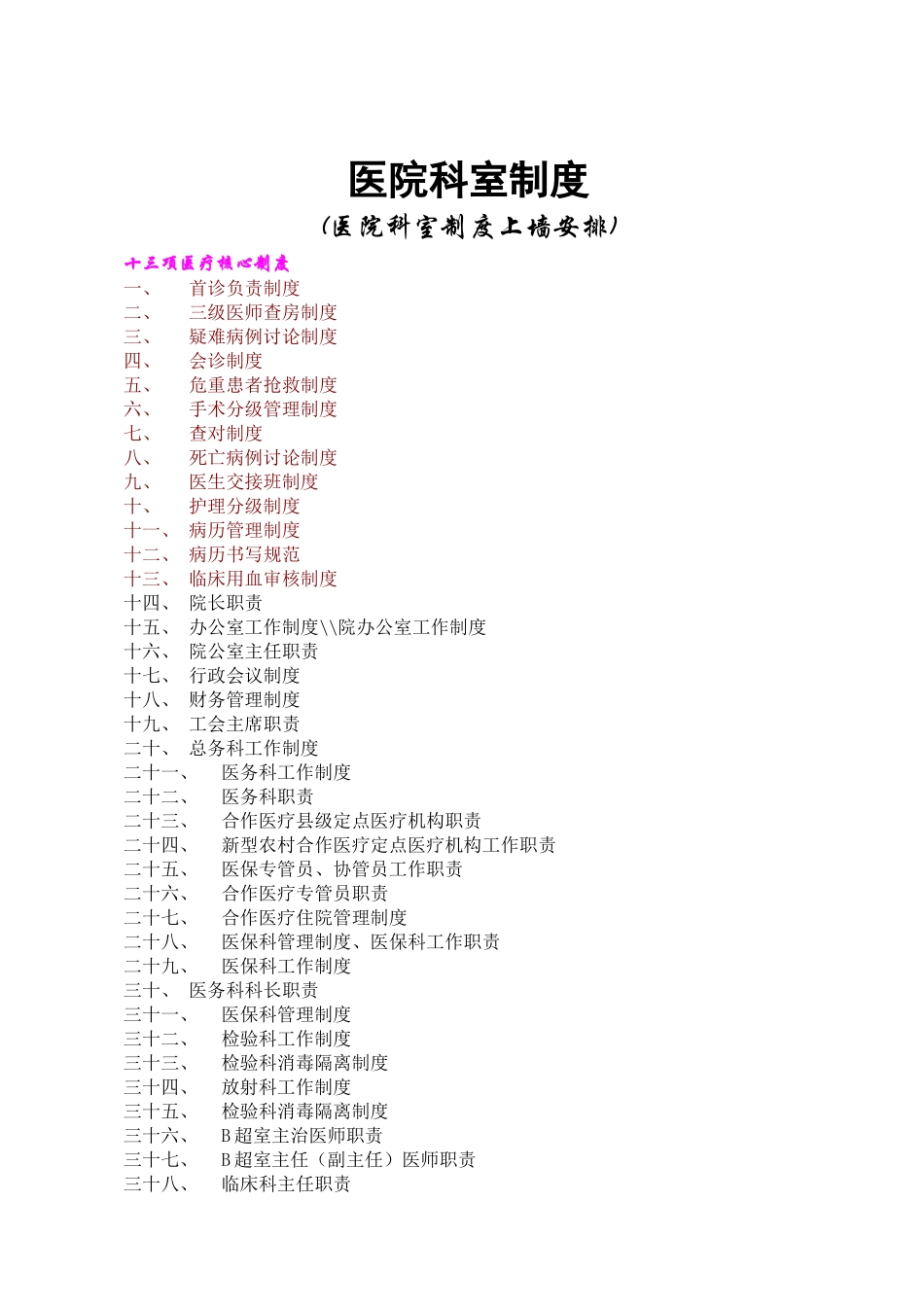 医院科室制度(上墙)(DOC84页)_第1页