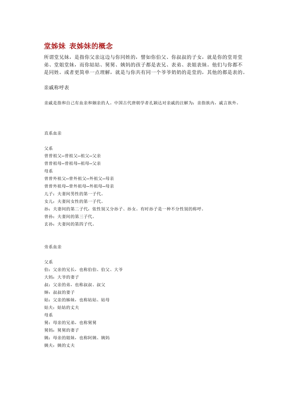 堂姊妹和表姊妹的概念_第1页