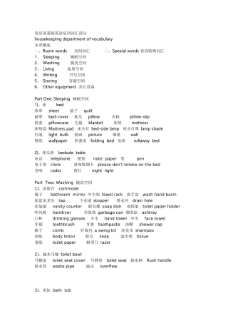 客房部基础英语培训