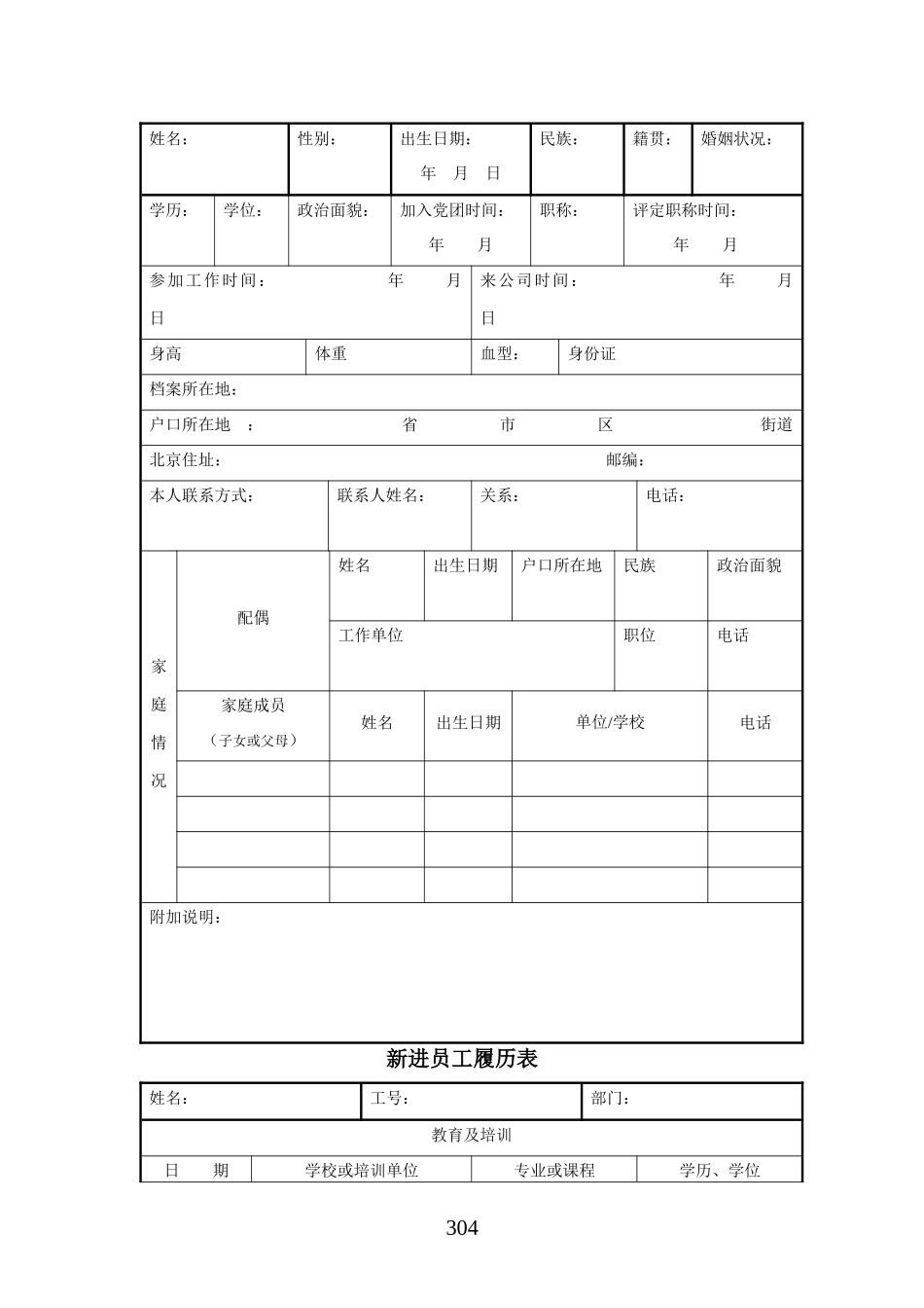 北京欣和投资管理有限责任公司管理咨询报告人力资源用表_第3页